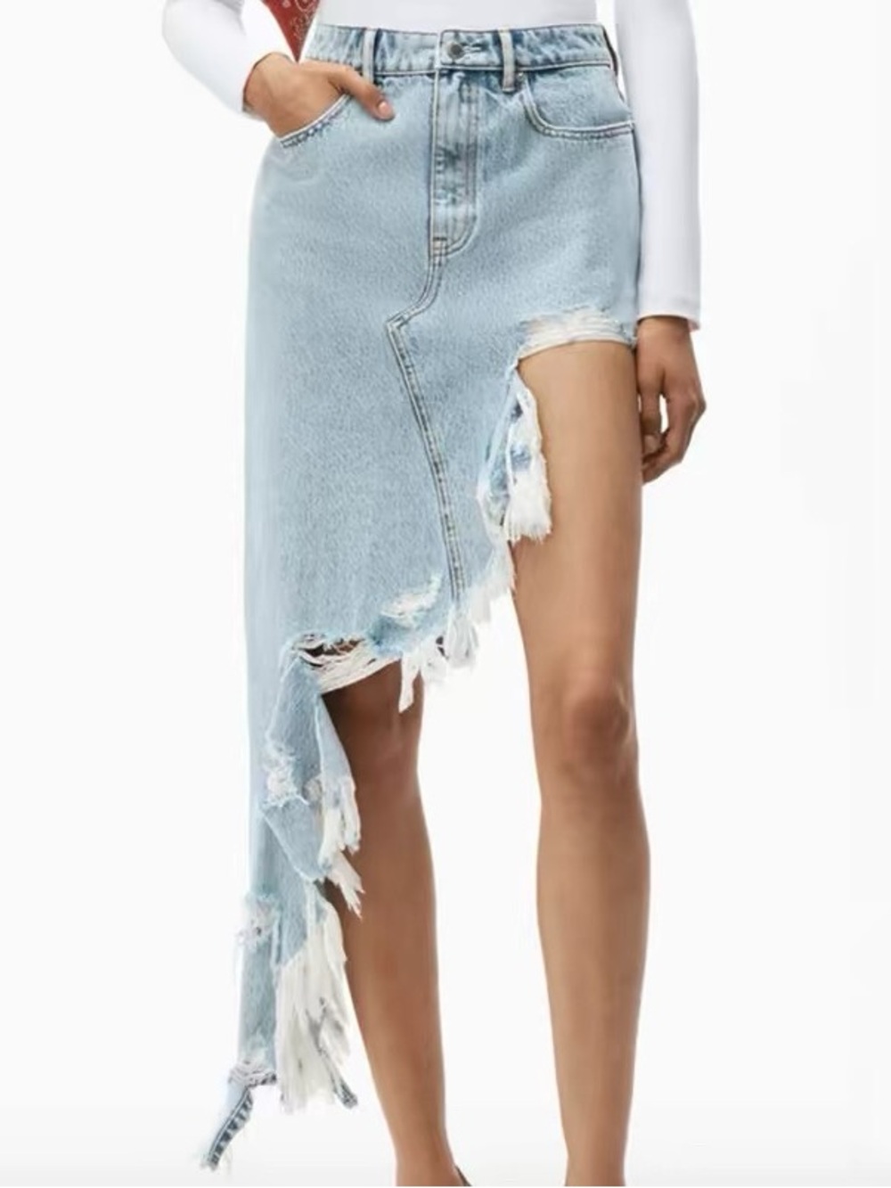 Alexander Wang BITE High Rise Deconstructed Denim Skirt | Size 26